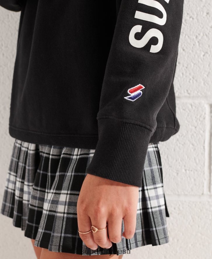 Superdry naised linnakolledži ülegabariidiline pool tõmblukuga ülaosa B2LT43345 Riietus must