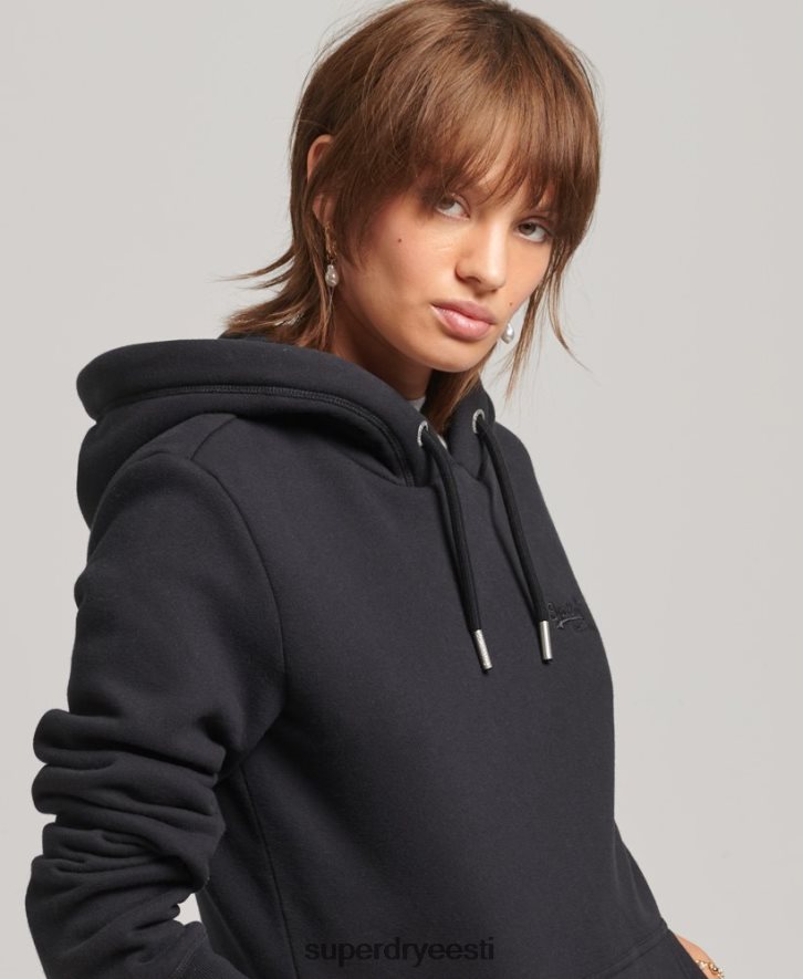 Superdry naised orgaanilisest puuvillast essentsiaalne logoga kapuuts B2LT45766 Riietus must