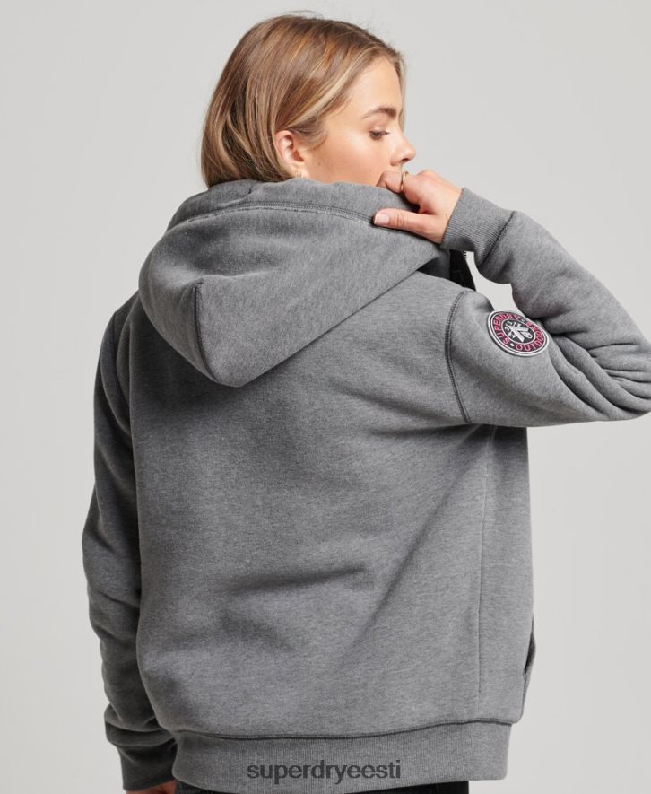 Superdry naised orgaanilisest puuvillast must karu borg tõmblukuga kapuuts B2LT45991 Riietus hall