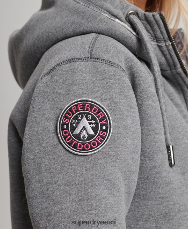 Superdry naised orgaanilisest puuvillast must karu borg tõmblukuga kapuuts B2LT45991 Riietus hall