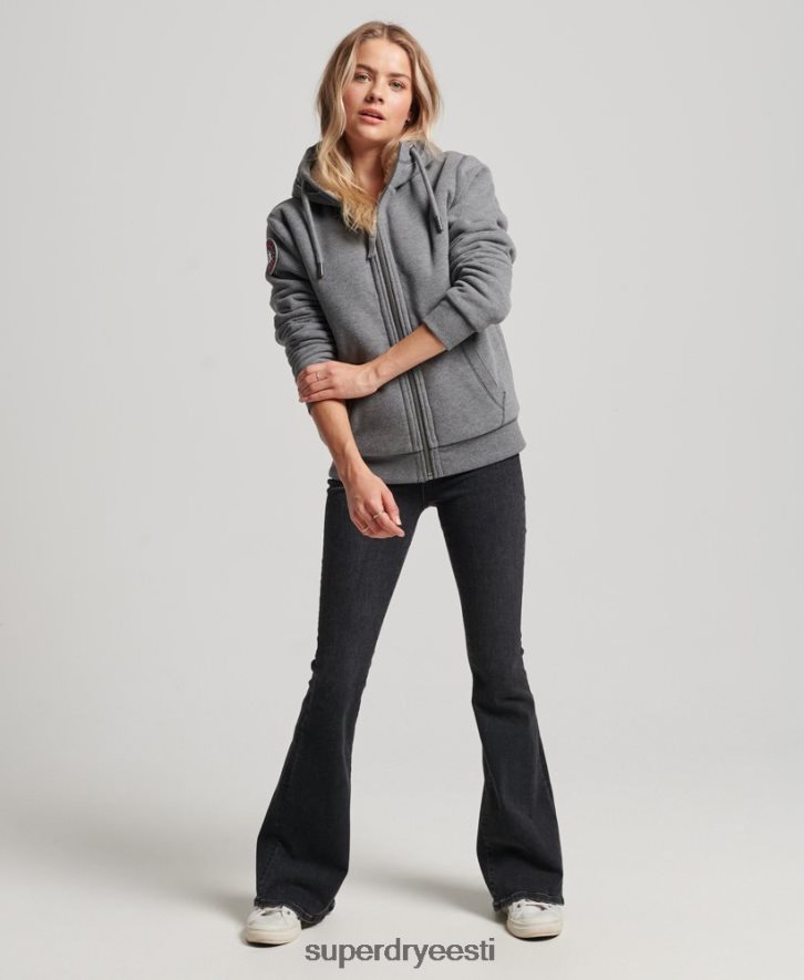 Superdry naised orgaanilisest puuvillast must karu borg tõmblukuga kapuuts B2LT45991 Riietus hall