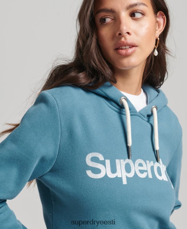 Superdry naised orgaanilisest puuvillast südamikuga logoga kapuuts B2LT45942 Riietus sinine