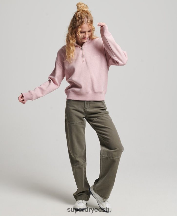 Superdry naised orgaanilisest puuvillast vintage logoga Henley dressipluus B2LT43404 Riietus roosa