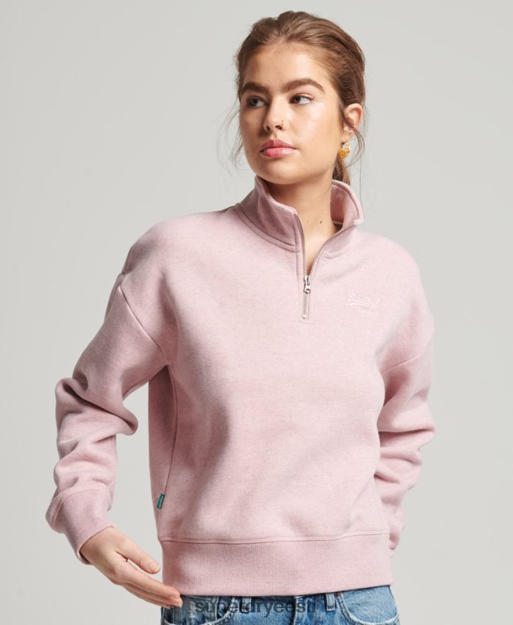 Superdry naised orgaanilisest puuvillast vintage logoga Henley dressipluus B2LT45886 Riietus roosa