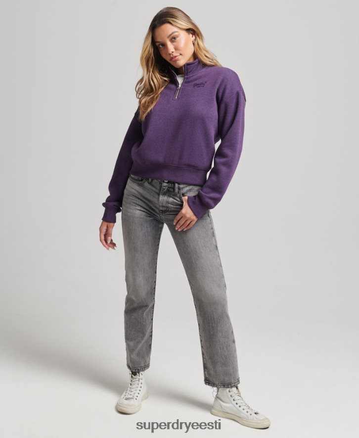 Superdry naised orgaanilisest puuvillast vintage logoga Henley dressipluus B2LT45999 Riietus lilla