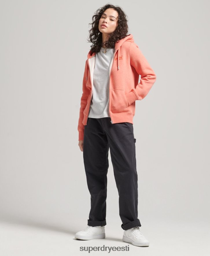 Superdry naised orgaanilisest puuvillast vintage logoga tõmblukuga kapuuts B2LT43329 Riietus korallid