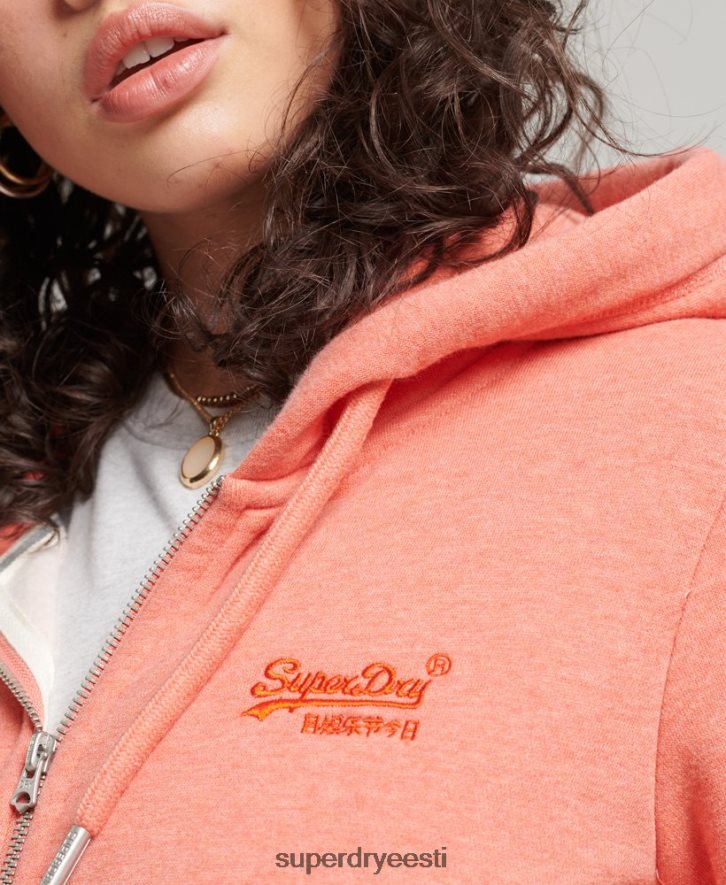 Superdry naised orgaanilisest puuvillast vintage logoga tõmblukuga kapuuts B2LT43329 Riietus korallid