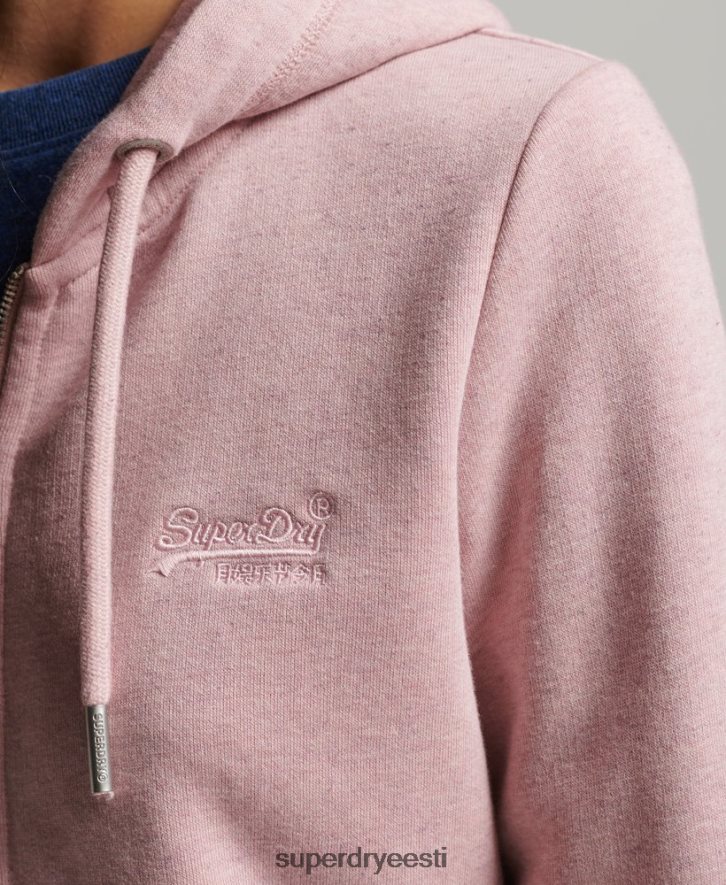Superdry naised orgaanilisest puuvillast vintage logoga tõmblukuga kapuuts B2LT45763 Riietus roosa