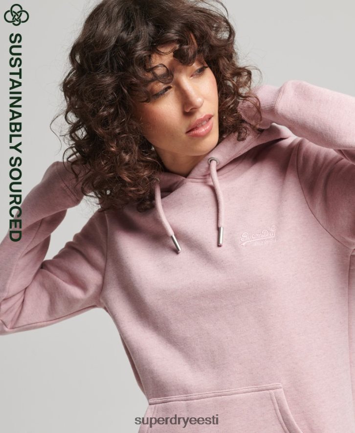 Superdry naised orgaanilisest puuvillast vintage logoga tikitud kapuuts B2LT45876 Riietus roosa