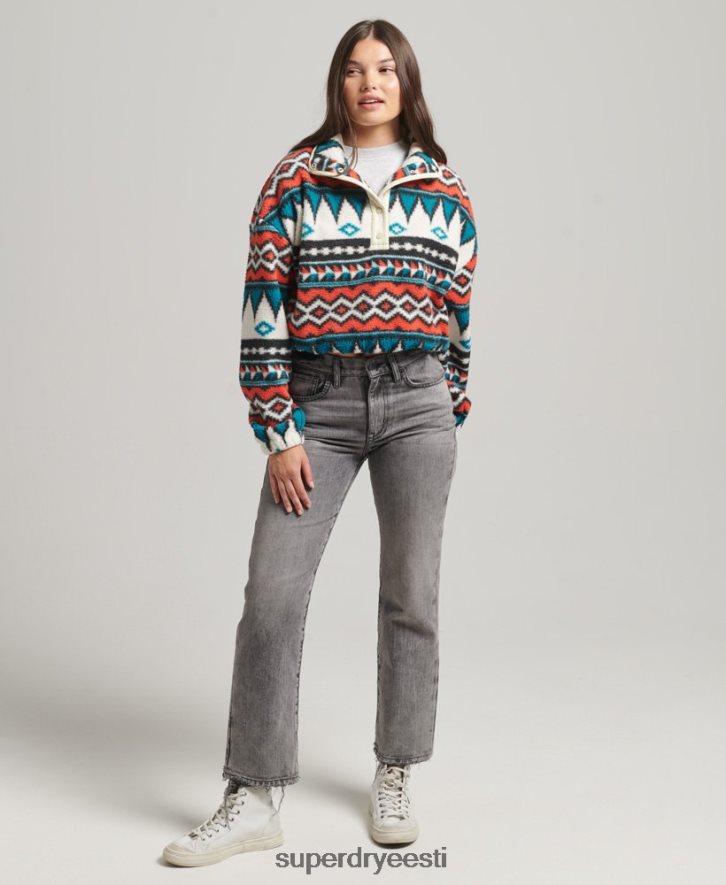 Superdry naised prinditud pool lukuga fliisist topp B2LT45785 Riietus mitu