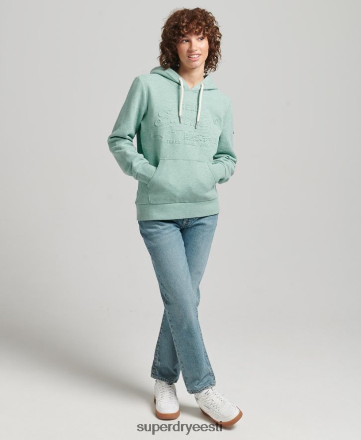 Superdry naised reljeefse graafilise logoga kapuuts B2LT45952 Riietus türkiissinine