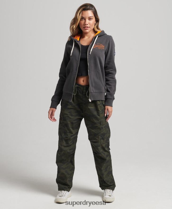 Superdry naised sisemine üleni trükitud tõmblukuga kapuuts B2LT46027 Riietus tumehall