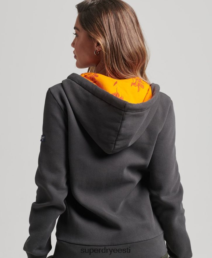 Superdry naised sisemine üleni trükitud tõmblukuga kapuuts B2LT46027 Riietus tumehall