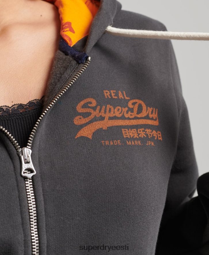 Superdry naised sisemine üleni trükitud tõmblukuga kapuuts B2LT46027 Riietus tumehall