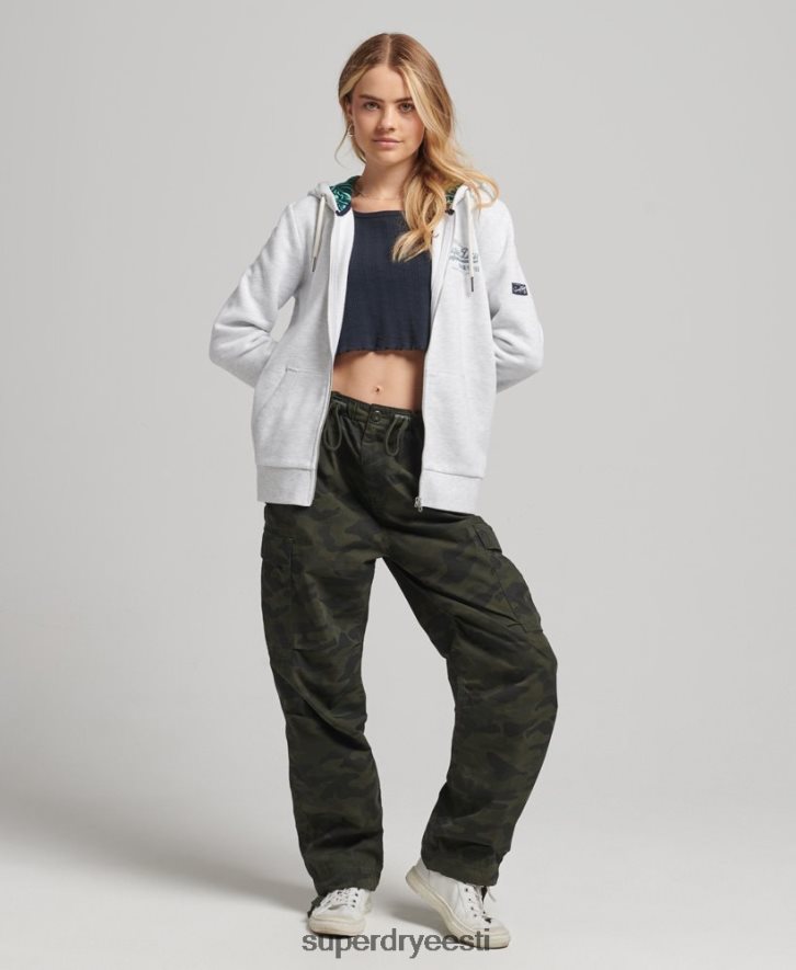 Superdry naised sisemine üleni trükitud tõmblukuga kapuuts B2LT46668 Riietus helehall