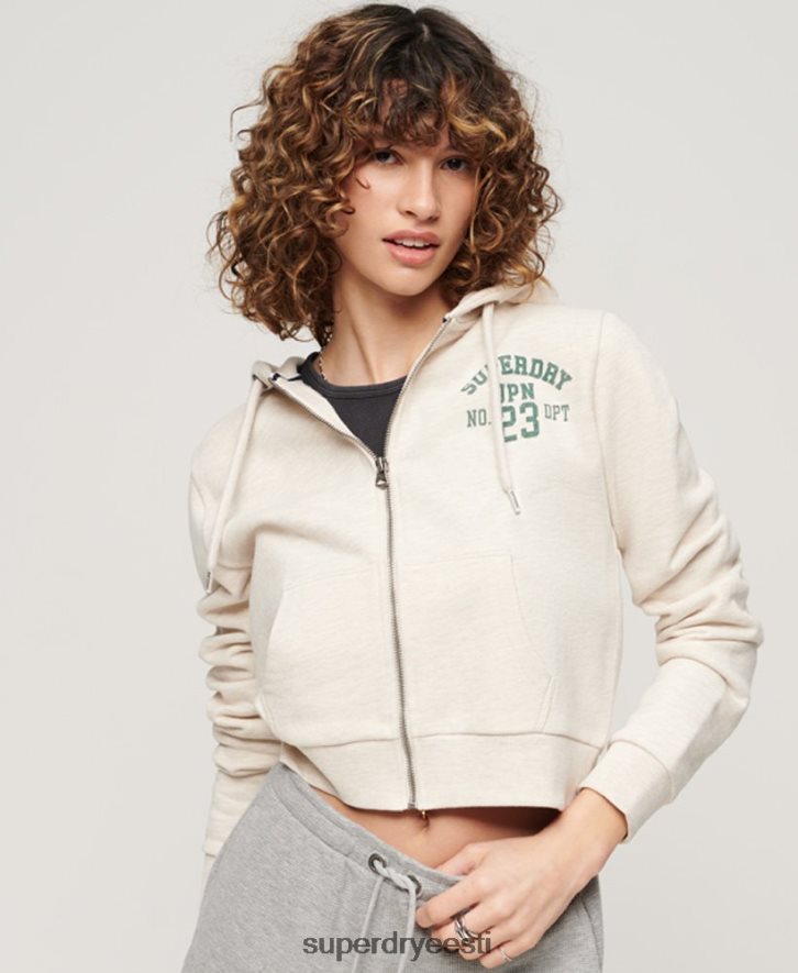 Superdry naised sportlik crop tõmblukuga kapuuts B2LT42027 Riietus beež