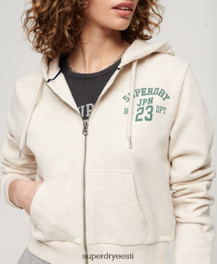 Superdry naised sportlik crop tõmblukuga kapuuts B2LT42027 Riietus beež