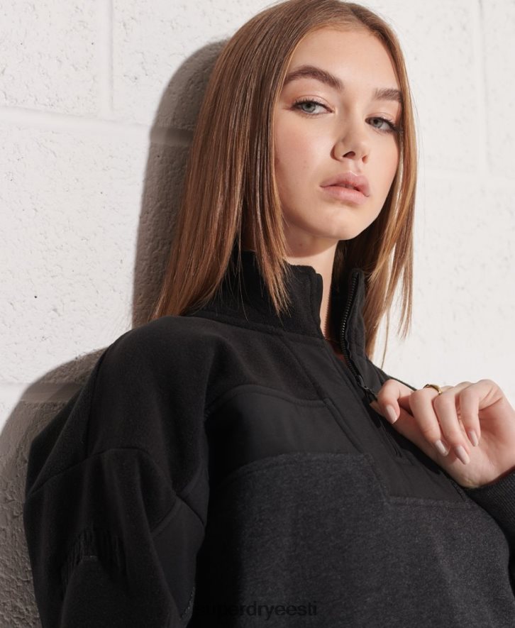 Superdry naised sportlik dolmani 1/4 lukuga dressipluus B2LT43492 Riietus must