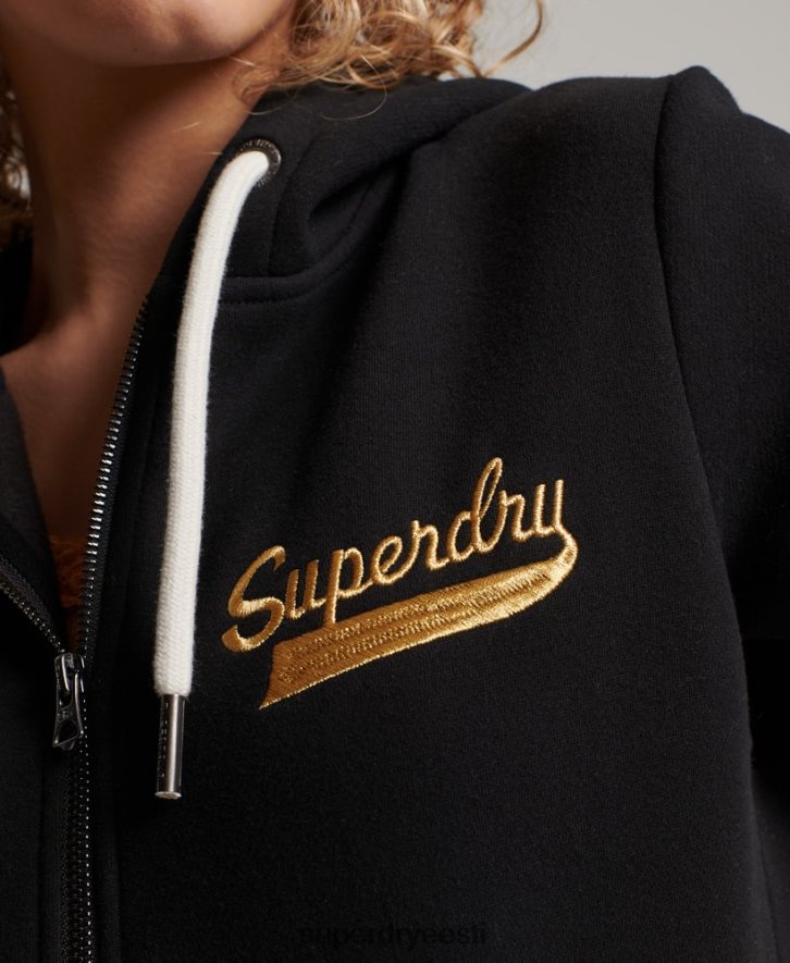 Superdry naised vanaaegne stsenaariumiga kollegiaalne lukuga kapuuts B2LT42293 Riietus must