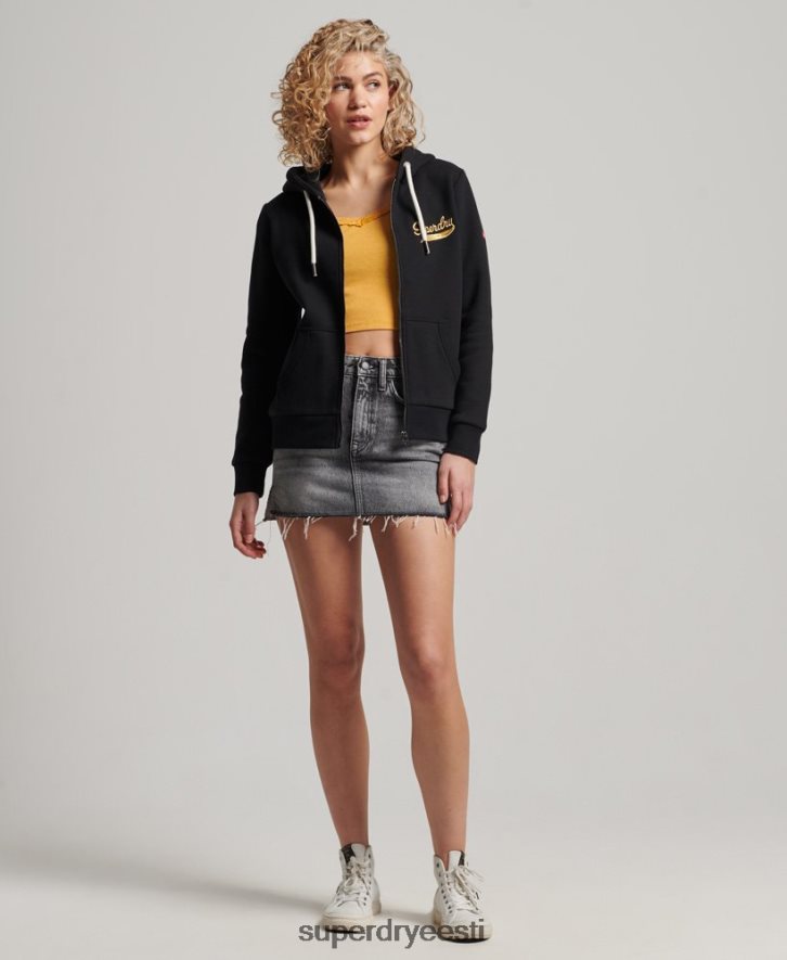 Superdry naised vanaaegne stsenaariumiga kollegiaalne lukuga kapuuts B2LT42293 Riietus must