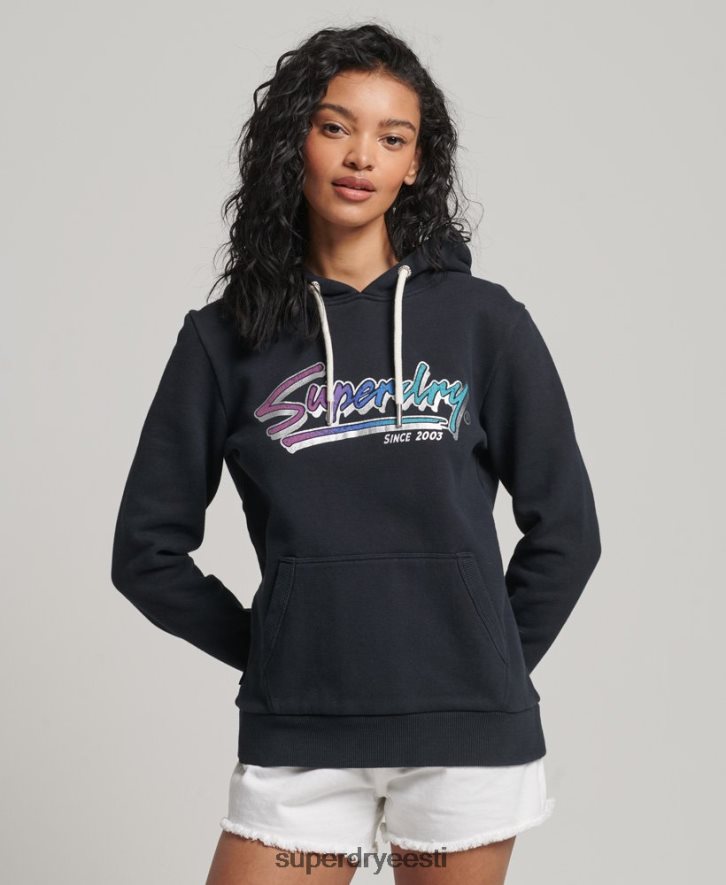 Superdry naised vintage kesklinna skriptiga kapuuts B2LT42274 Riietus tumehall