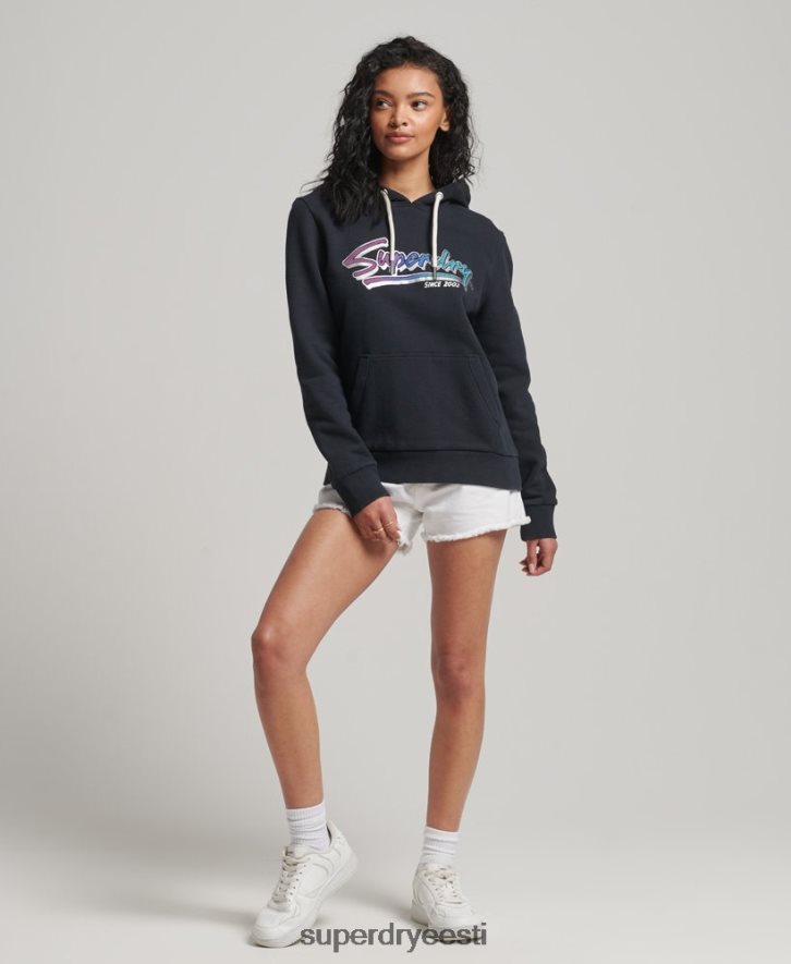 Superdry naised vintage kesklinna skriptiga kapuuts B2LT42274 Riietus tumehall