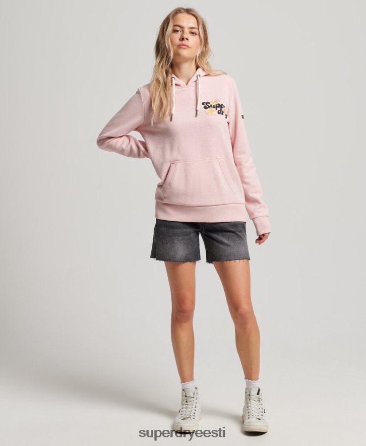 Superdry naised vintage lilleline stsenaariumiga kapuuts B2LT43408 Riietus roosa
