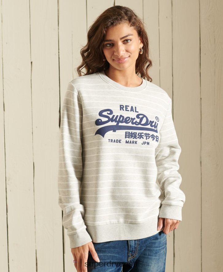 Superdry naised vintage logo allikas triibuline crew dressipluus B2LT46135 Riietus hall