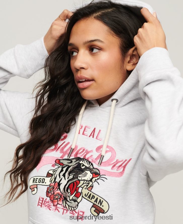 Superdry naised vintage logoga jutustav kapuuts B2LT42108 Riietus helehall
