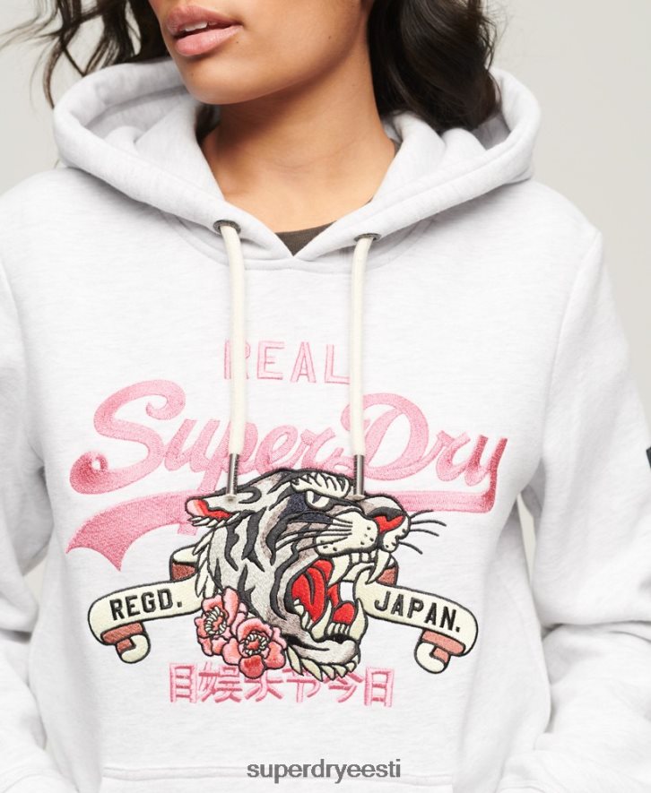 Superdry naised vintage logoga jutustav kapuuts B2LT42108 Riietus helehall