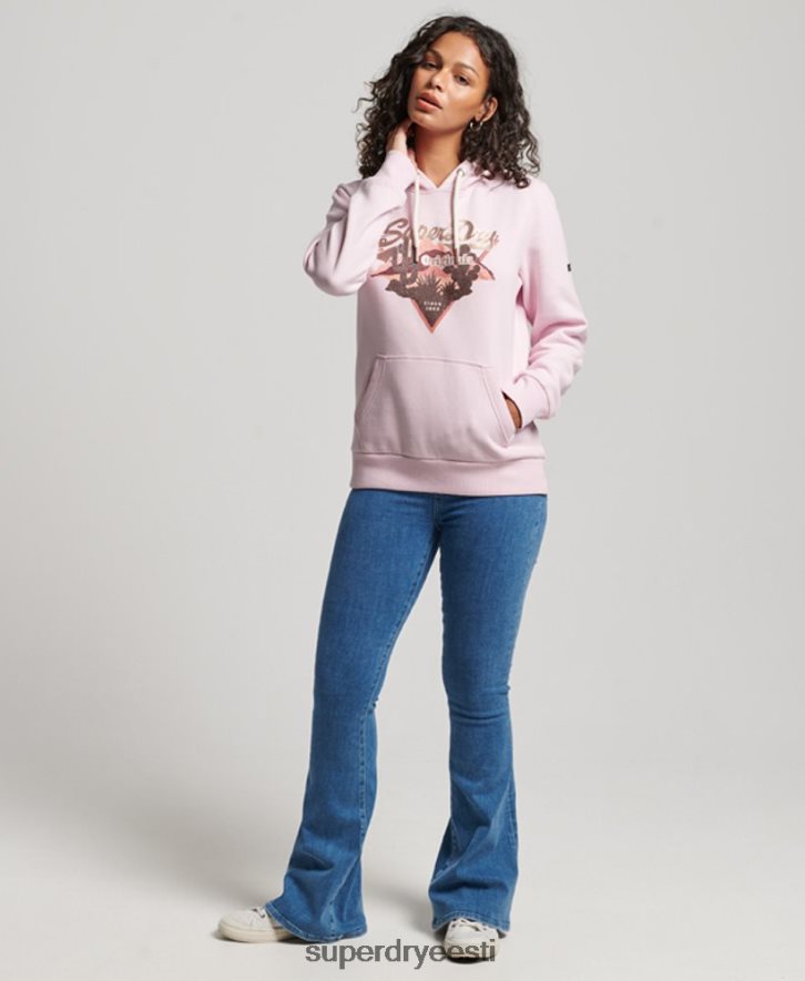 Superdry naised vintage logoga jutustav kapuuts B2LT42219 Riietus roosa