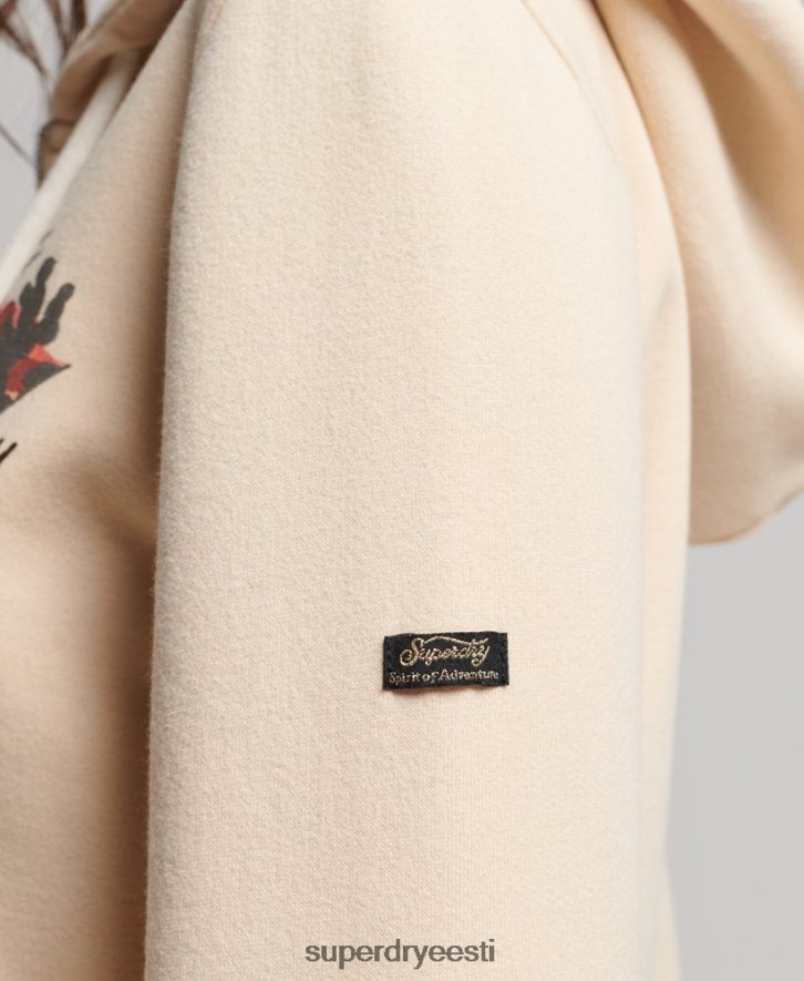 Superdry naised vintage logoga jutustav lukuga kapuuts B2LT42179 Riietus kreem