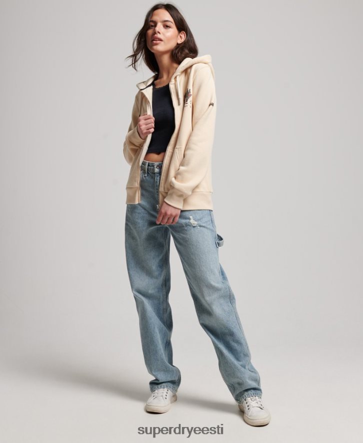 Superdry naised vintage logoga jutustav lukuga kapuuts B2LT42179 Riietus kreem