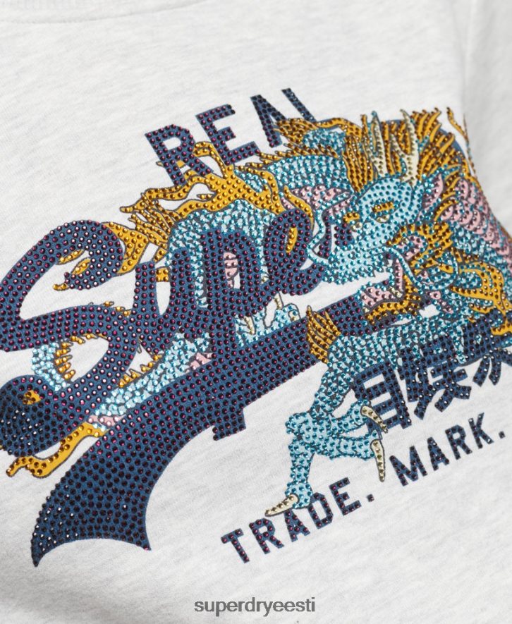 Superdry naised vintage logoga narratiivne rhinestone meeskonna dressipluus B2LT45982 Riietus helehall