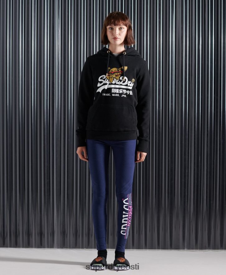 Superdry naised vintage logoga nyc fotokapuuts B2LT43503 Riietus must
