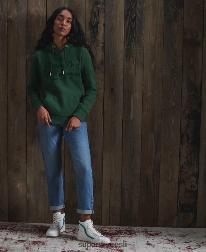 Superdry naised vintage logoga tonaalne tikitud kapuuts B2LT46183 Riietus roheline