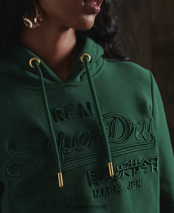 Superdry naised vintage logoga tonaalne tikitud kapuuts B2LT46183 Riietus roheline