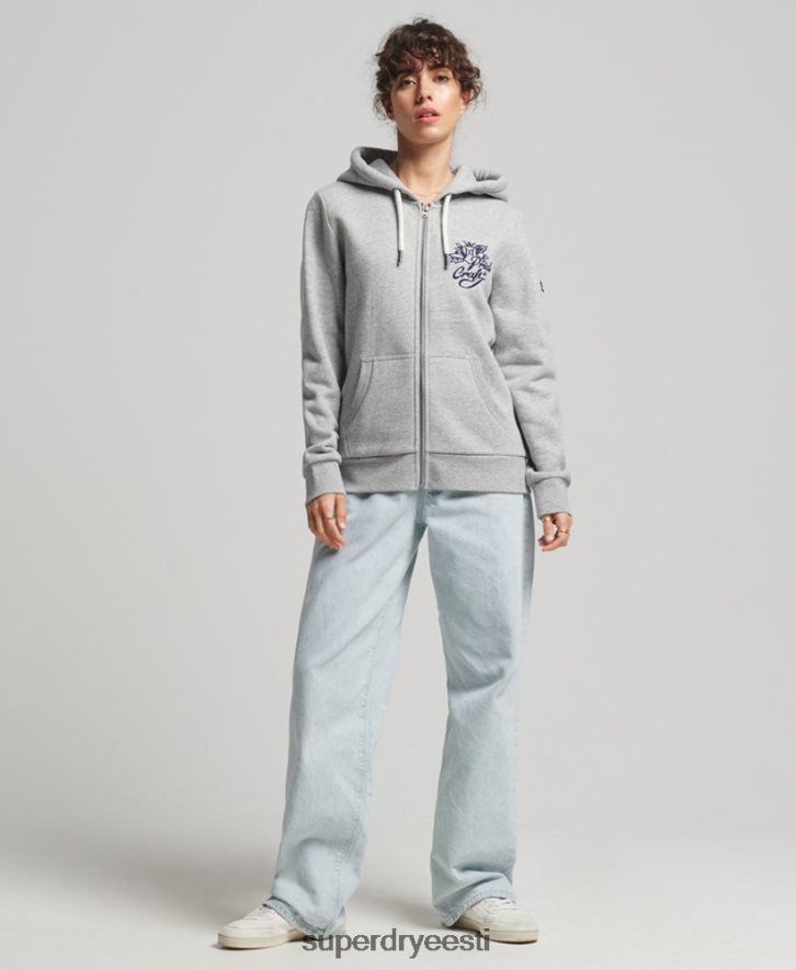 Superdry naised vintage uhkus käsitöö tõmblukuga kapuutsi üle B2LT43501 Riietus hall