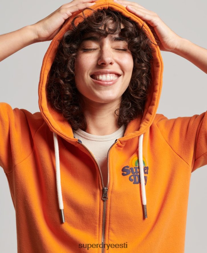 Superdry naised vintage vikerkaare lukuga kapuuts B2LT42288 Riietus oranž