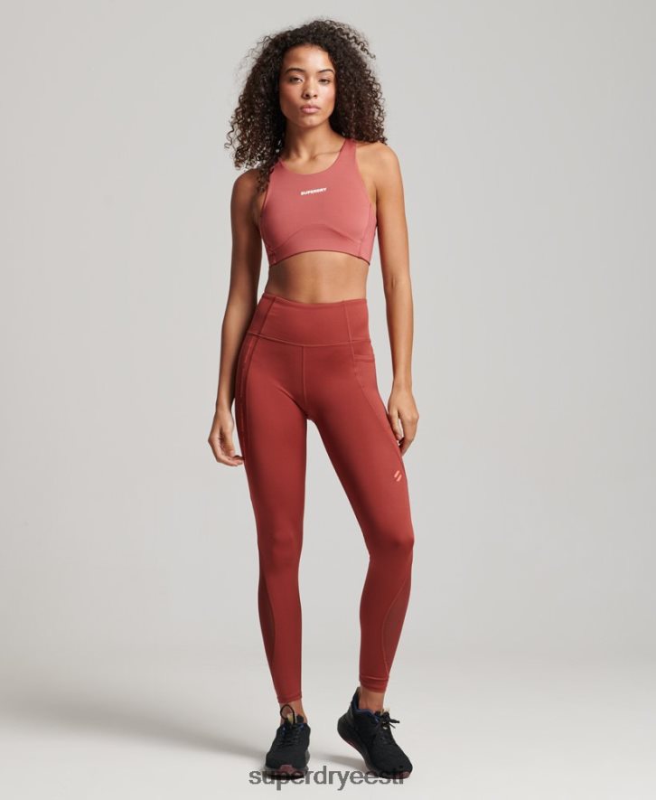 Superdry naised aktiivsest võrgust täispikad liibuvad retuusid B2LT44052 Riietus pruun
