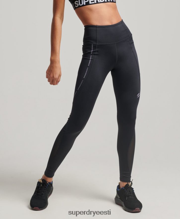 Superdry naised aktiivsest võrgust täispikad liibuvad retuusid B2LT44070 Riietus must