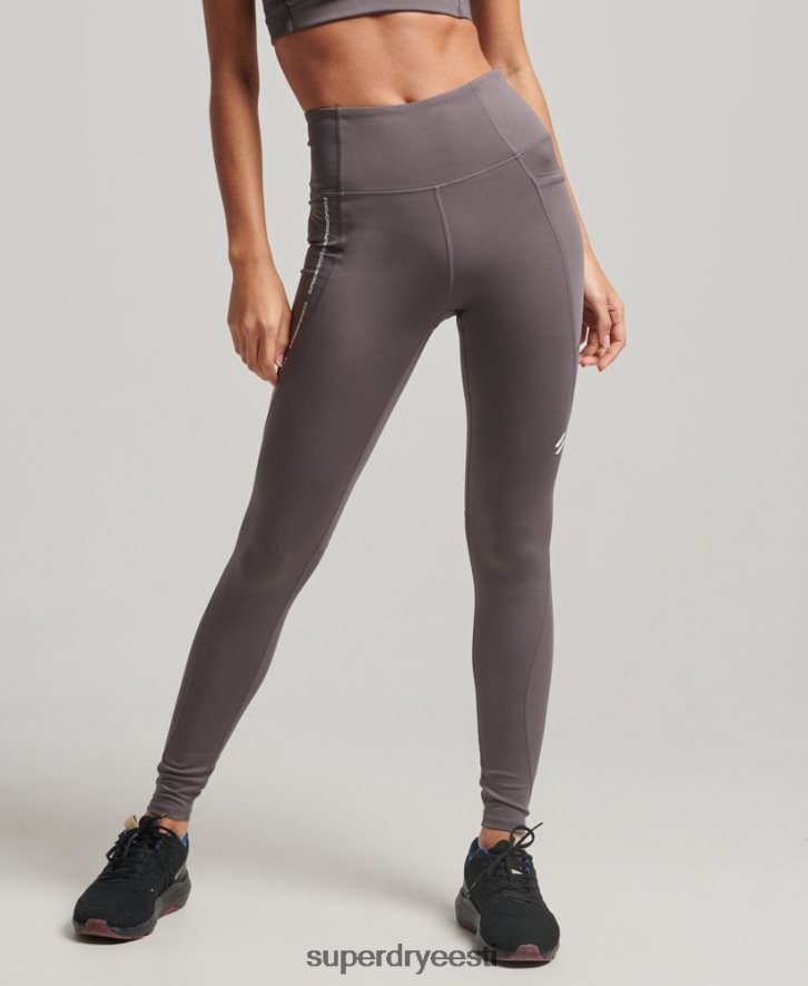 Superdry naised aktiivsest võrgust täispikad liibuvad retuusid B2LT44073 Riietus hall