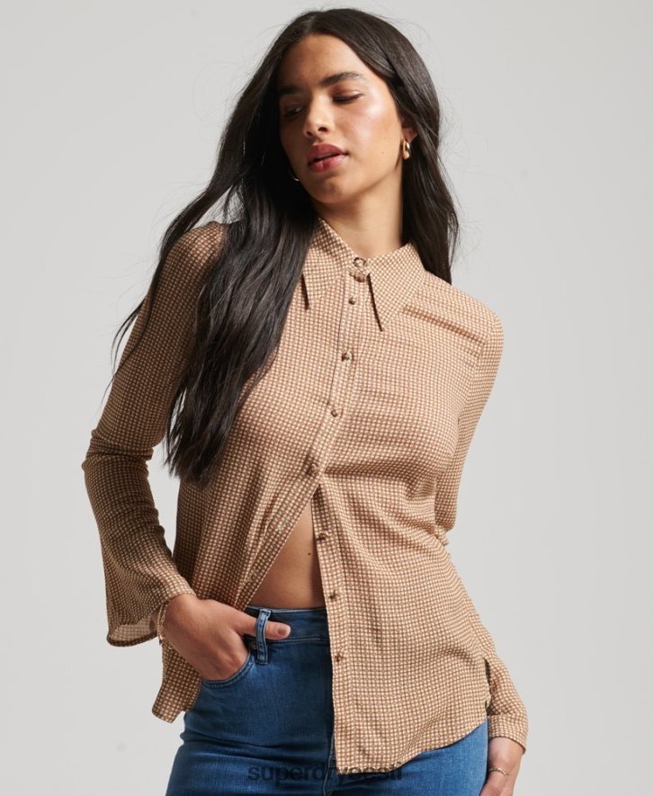 Superdry naised 70ndate mustriga pikkade varrukatega särk B2LT46515 Riietus pruun