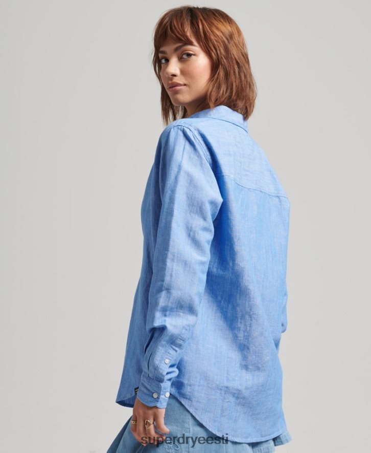 Superdry naised linane poiss-sõbra särk B2LT46526 Riietus sinine