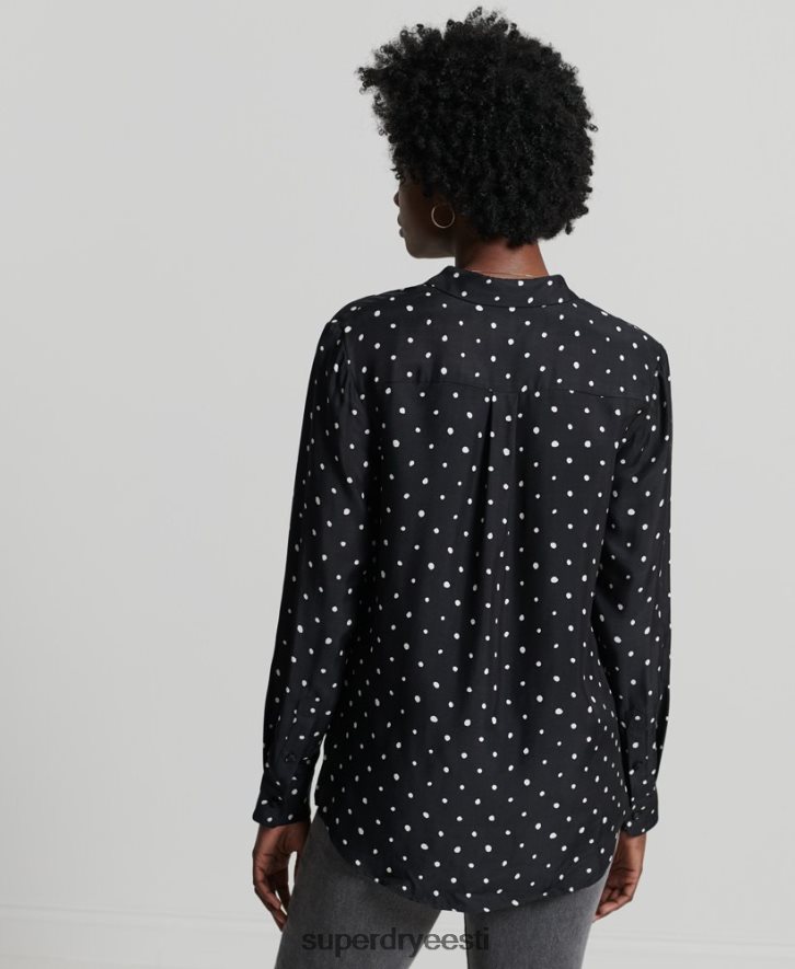 Superdry naised stuudio pikkade varrukatega särk B2LT46764 Riietus must