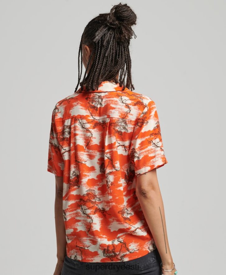 Superdry naised vintage revere särk B2LT43012 Riietus punane