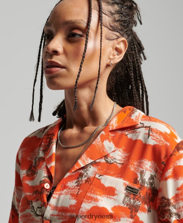 Superdry naised vintage revere särk B2LT43012 Riietus punane