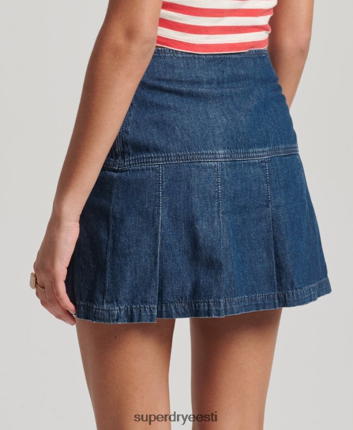 Superdry naised vintage denimvoldiga miniseelik B2LT46742 Riietus tumesinine