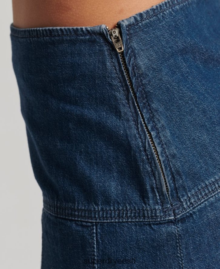 Superdry naised vintage denimvoldiga miniseelik B2LT46742 Riietus tumesinine