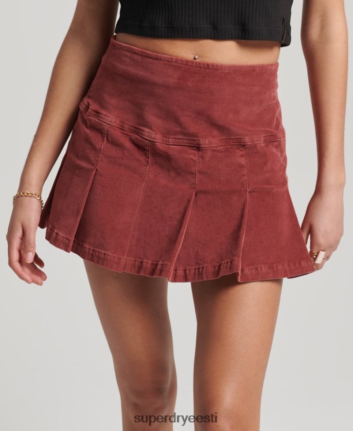 Superdry naised vintage nööriga plisseeritud miniseelik B2LT44139 Riietus punane